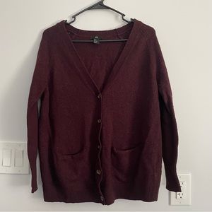 Burgundy Wool Blend Cardigan in US SMALL